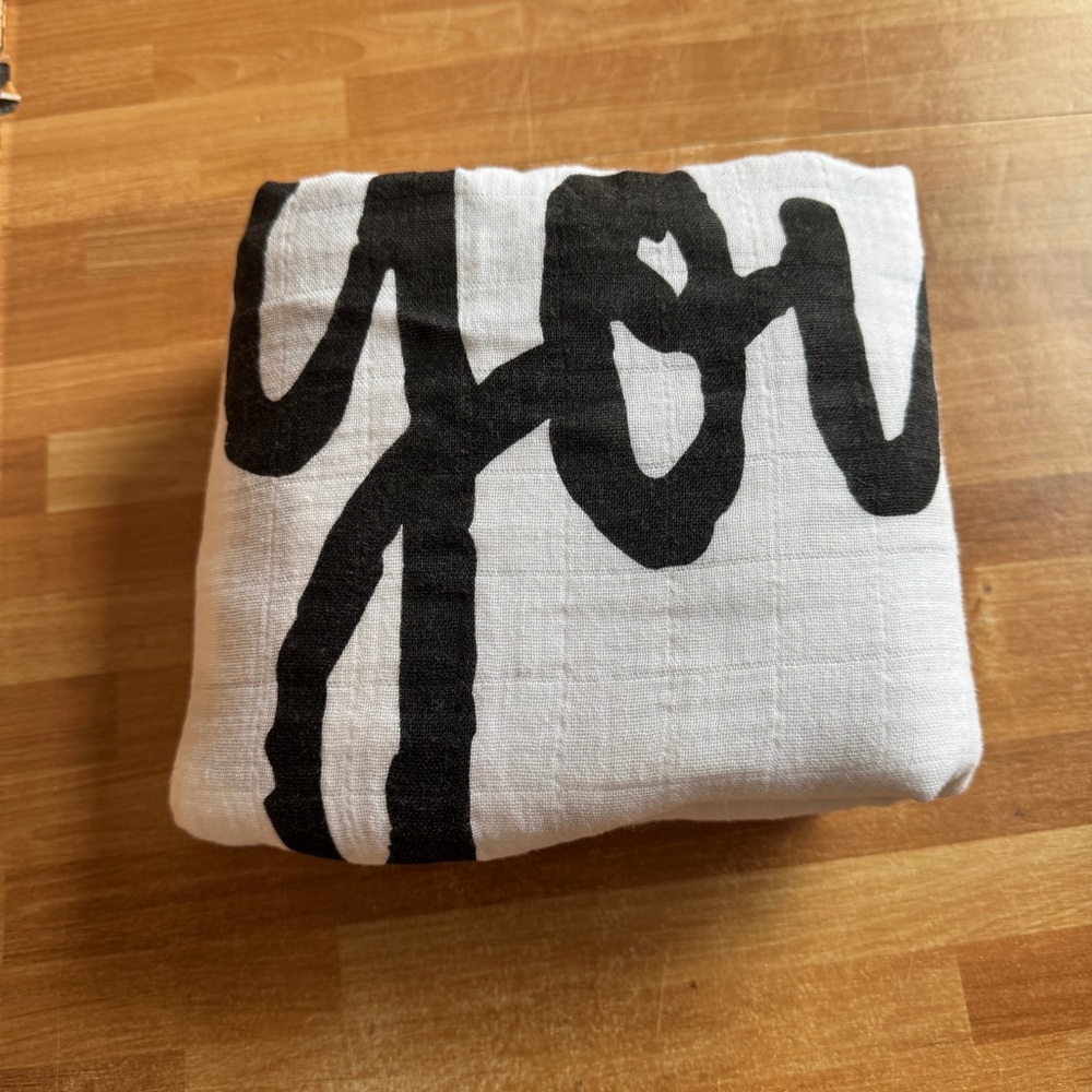 Modern burlap "love you to the moon "cotton swaddle blanket size 45x88